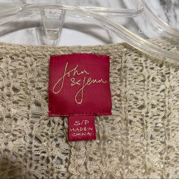 Anthropologie Cream Green Blue Open Knit Top Sz S - Picture 6 of 7